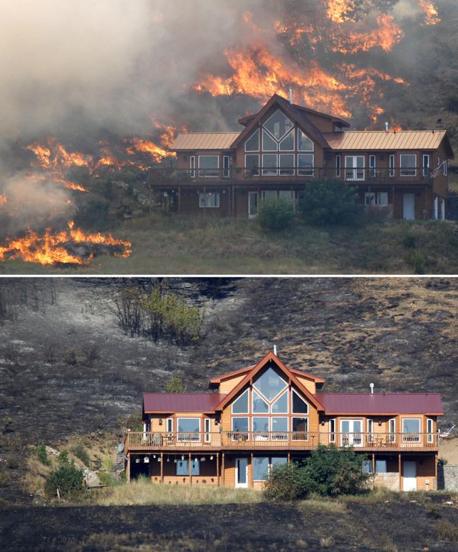 Defensible space saved this home during the 2012 Taylor Bridge Fire in Thorp, Wa.